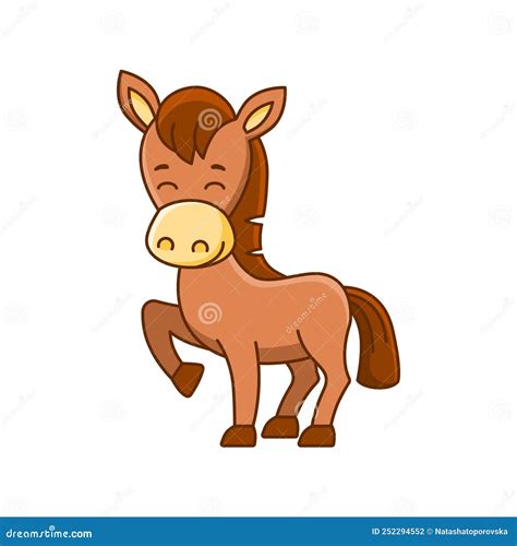 Farm Animal Funny Little Horse In A Cartoon Style Stock Vector