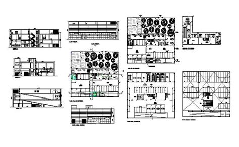 Architectural Drawings Showing The Various Parts Of An Office Building