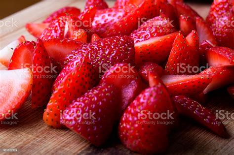 Sliced Strawberry Backgrounds Stock Photo Download Image Now