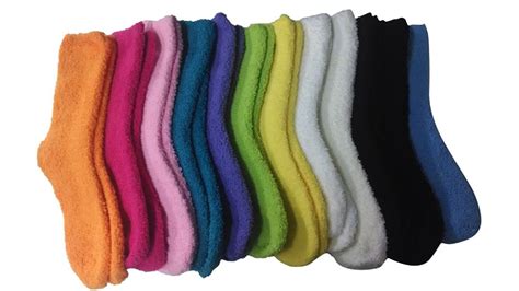 12 Pairs Of Socksnbulk Womens Solid Colored Fuzzy Socks 465assorted9 11 At Socksinbulk