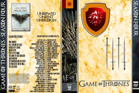 Sunday night's episode of 'game of thrones' is filled with trials and tribulations. Game Of Thrones - Season 4 - TV DVD Custom Covers - GOT-4 :: DVD Covers