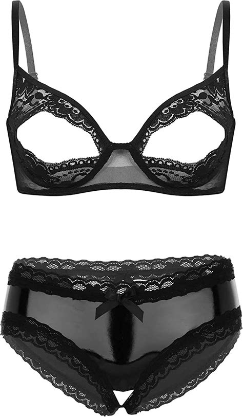 Lejafay Womens Sexy Lingerie Set Two Piece Lace Bra And Panty Set Hollow Out