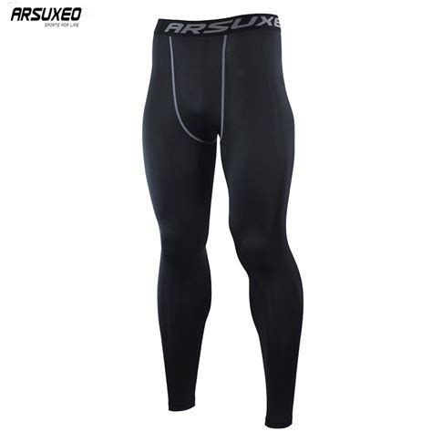 arsuxeo men s sports compression tights base layer running elastic tights pants run fitness