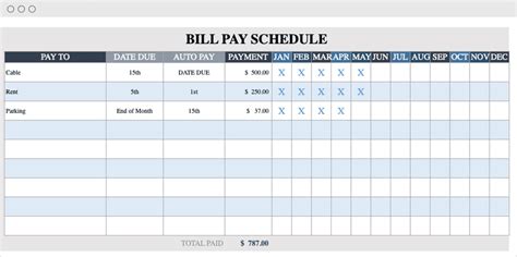 Bill Pay Template Excel Theresejacoby Blog