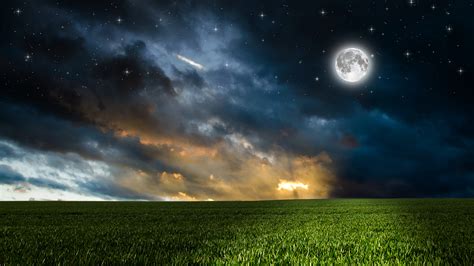 Images Stars Nature Sky Moon Fields Scenery Night Clouds 2560x1440