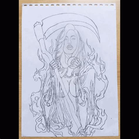 Pencil Drawing Girl And Scythe Gif Pencil Drawing Girl And Scythe My