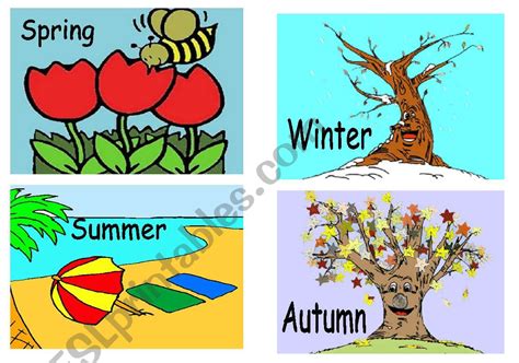 Seasons Flash Cards ESL Worksheet By Creguen