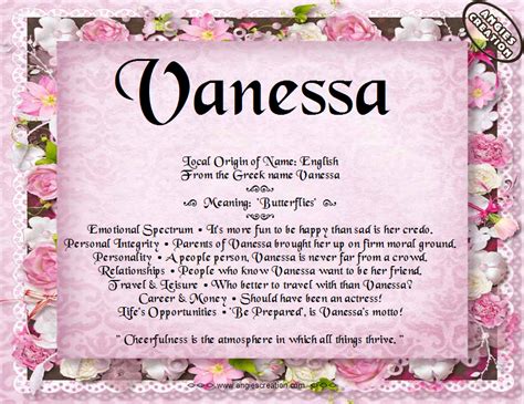 It Tells What My Name Is Names With Meaning Vanessa Meaning