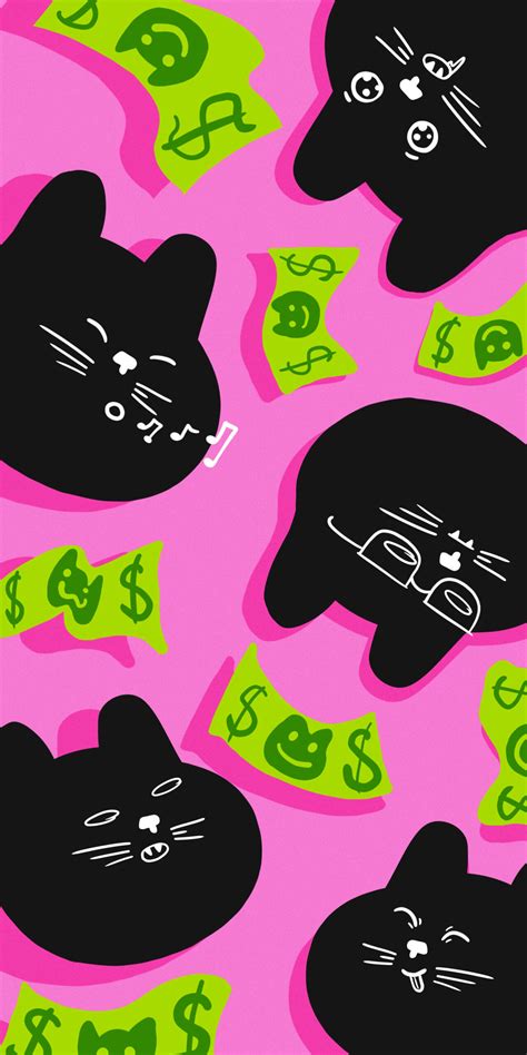 Free Download Black Cat And Cash Pink Wallpapers Funny Black Cat Wallpaper IPhone X