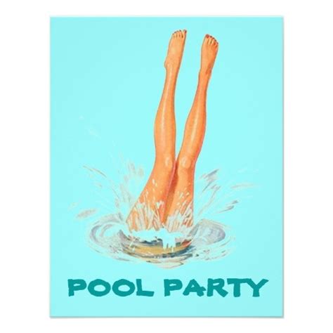 Diving Legs Retro Swimming Pool Party Invitations Zazzle Retro Pool Parties Pool Party