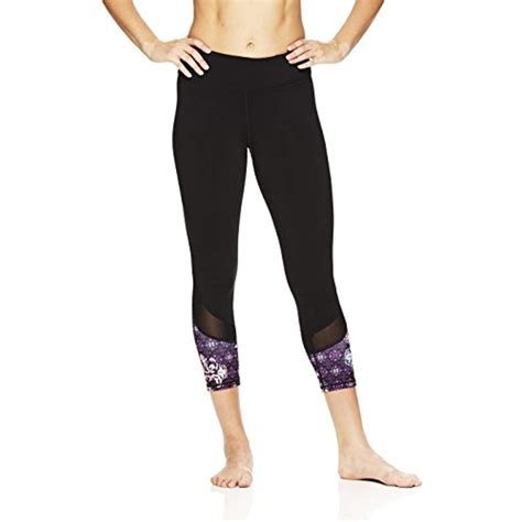 gaiam women s capri yoga pants performance spandex compression legging black tap printed