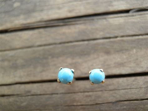 K Gold Studs Tiny Mm Turquoise Stud Earrings Turq Uoise Etsy