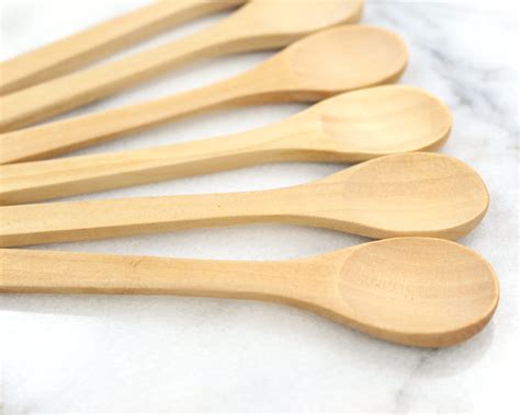 6 Small Wooden Spoons 4 Inch Small Wood Spoons Jam Coffee Etsy Uk