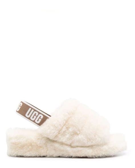 Ugg Ivory Fluff Yeah Slippers With Back Strap In Natural Lyst