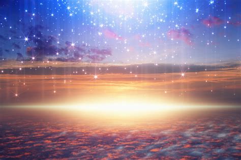 Bright Light From Heaven Stars Fall From Skies Stock Photo Download