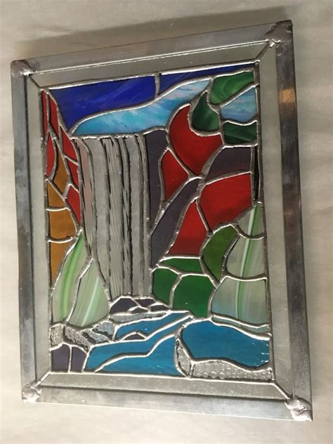 Waterfall Stained Glass Panel 9 X11 Zinc Frame Free Shipping In 2021 Stained Glass Panel