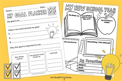 Free Printable Goal Setting Worksheets for Kids | Mrs. Merry