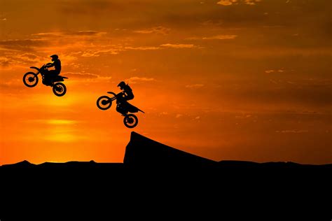 Dirt Bikes Wallpaper Stunts Silhouette Sunset 4k Off Roading