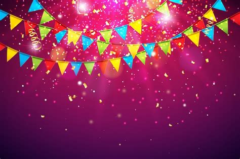 Free Vector | Celebration background with colorful party flag and ...