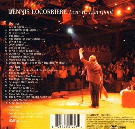 Dennis Locorriere 2cd Dvd Live In Liverpool Secret Shakebx120z New And Sealed 828291312035 Ebay