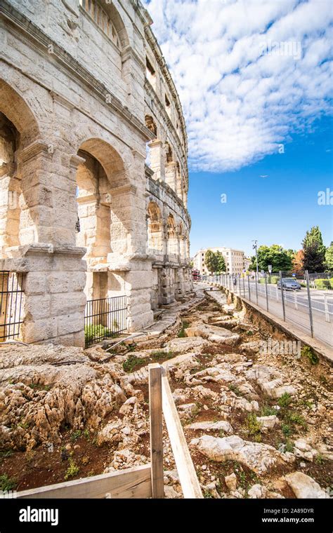 Pula Croatia July 2019 Ancient Coliseum In Pula Croatia Stock Photo