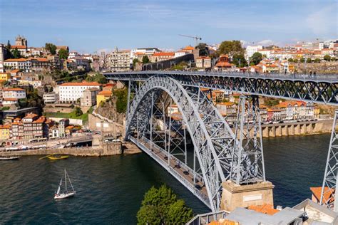 Porto Old Town And Bridge Dom Luis I Cityscape Portugal Stock Image