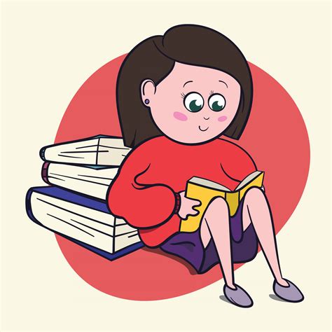 Cute Little Girl Book Lover Enjoys Reading Big Books And Novels