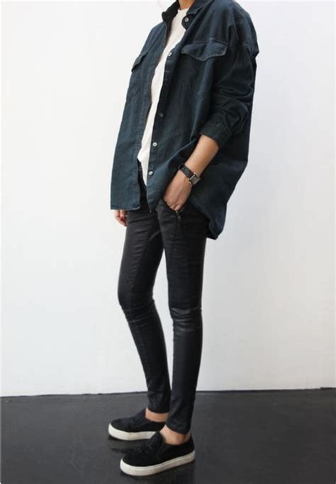 Oversized Shirtblack And Blue Tomboy Fashion Boyish Style Boyish