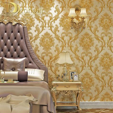 Choose from a range of canvases, prints and plaques here. Luxury Simple European 3D Striped Damask Wallpaper For ...