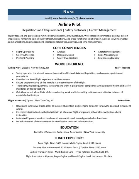 Airline Pilot Resume Template