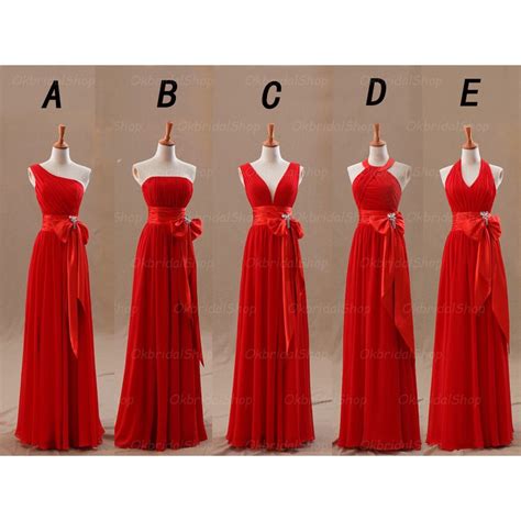 Red Bridesmaid Dresses Long Bridesmaid Dresses Mismatched Bridesmaid