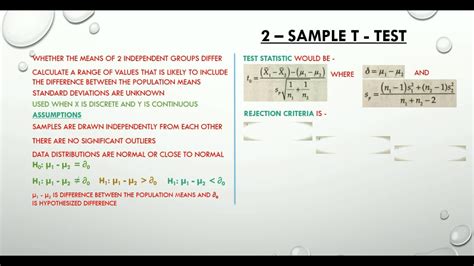 N is different for sample 1 and sample 2. Two Independent Sample T Test - slideshare