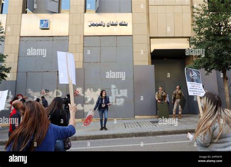Beirut Lebanon Protest Depositors Banks Money Inflation Lebanese Hi Res