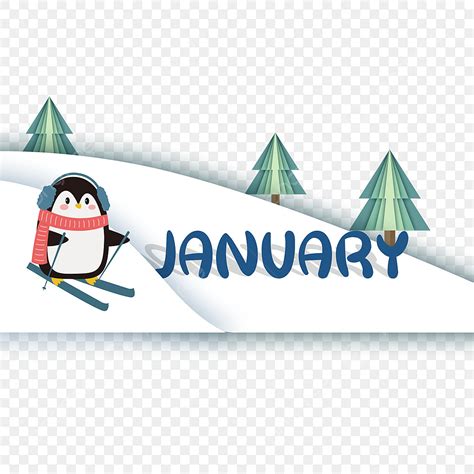 Cute January Clipart Transparent Background January Clipart Cute Style