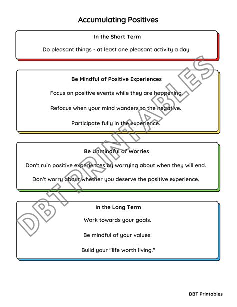 Accumulating Positives Dbt Worksheet And Handout Coping Skill For