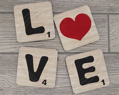 Love Scrabble Tile Inspired Heart Hardboard Cork Bottom Etsy