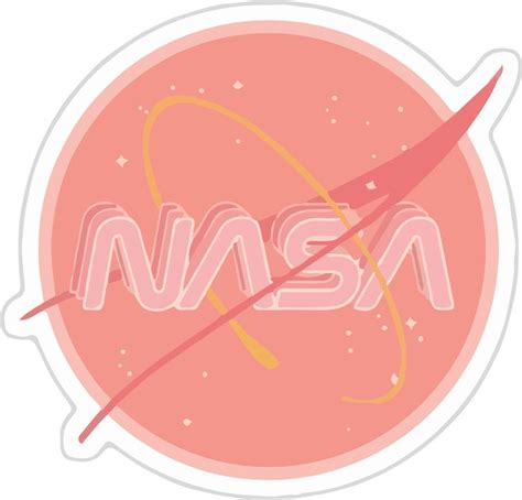 The Nasa Logo Sticker Is Shown In Pink And Orange With White Stars On It