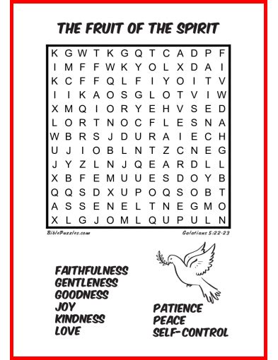 Fruit Of The Spirit Word Search Printable