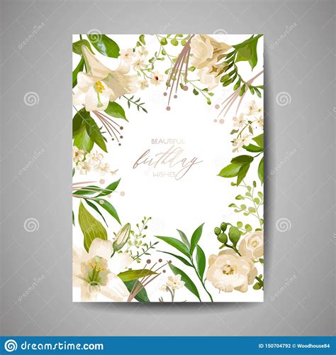 Birthday Greeting Card Invitation Or Congratulation Template With