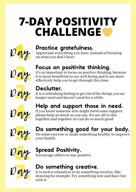 7 Day Positivity Challenge💛 Positivity Challenge Positivity Challenges