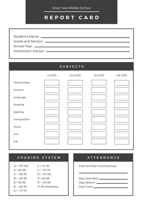 Free Printable Customizable Report Card Templates Canva