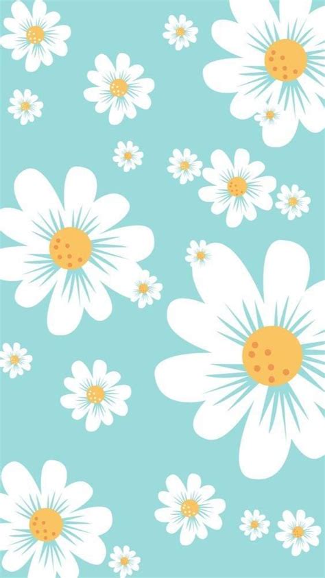 Pastel Teal Flower Wallpaper Cute Wallpaper Backgrounds Daisy