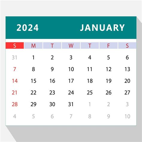 January 2024 Calendar Template Vector Design 25796459 Vector Art At