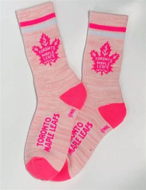 Toronto Maple Leafs Nhl Pretty In Pink Crew Socks Medium 6 11 Ebay