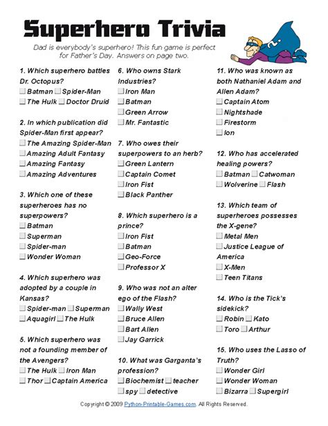 Nothing influences society quite like pop culture. Easy Printable Multiple Choice Trivia