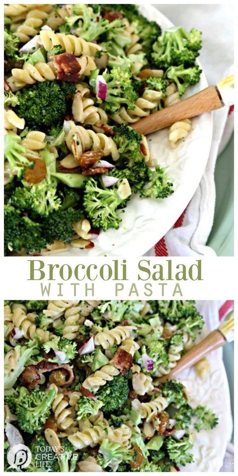 My approach to this broccoli is to cook it slowly in the seasonings so the garlic blends with smoky bacon. Broccoli Salad With Pasta Recipe | Recipe | Broccoli salad, Fresh salads, Main dish salads