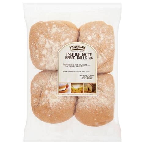 Macleans Premium White Bread Rolls 4 Pack Tesco Groceries