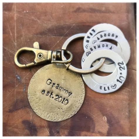 Personalized Hand Stamped Keychain Metal Stamped Jewelry Jewellery