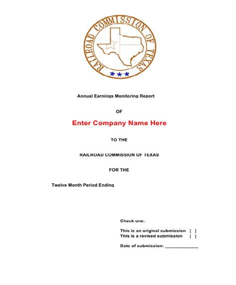 Texas Annual Earnings Monitoring Report Download Printable Pdf