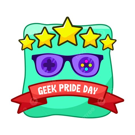 Geek Pride Day Cartoon Style Design Vector Glasses Sign Celebrate